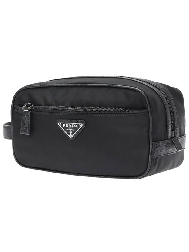 Triangle Logo Travel Nylon Pouch Bag Black - PRADA - BALAAN 4