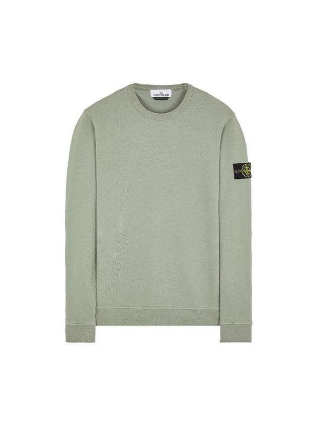 Brushed Cotton Fleece Garment Dyed Crewneck Sweatshirt Sage Green - STONE ISLAND - BALAAN 2