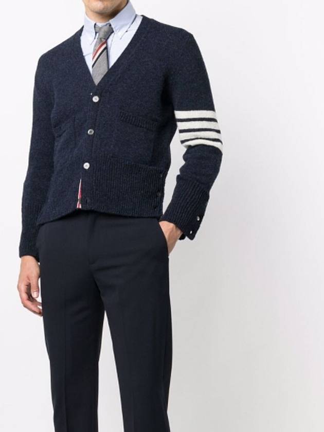 Men's Stitch Classic Shetland V-Neck Wool Cardigan Navy - THOM BROWNE - BALAAN 3