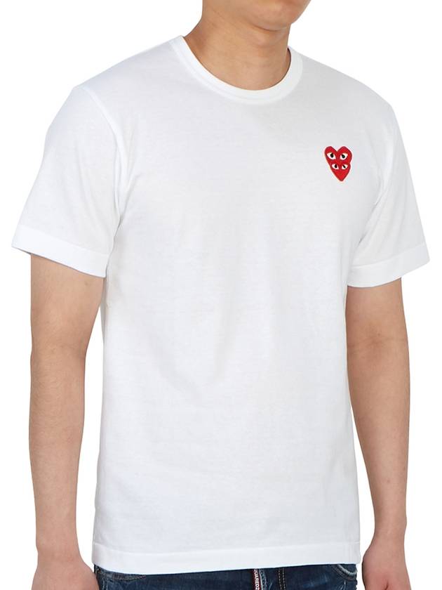 Play Men's Small Double Red Heart Wappen Short Sleeve T-Shirt P1 T288 2 White - COMME DES GARCONS - BALAAN 4