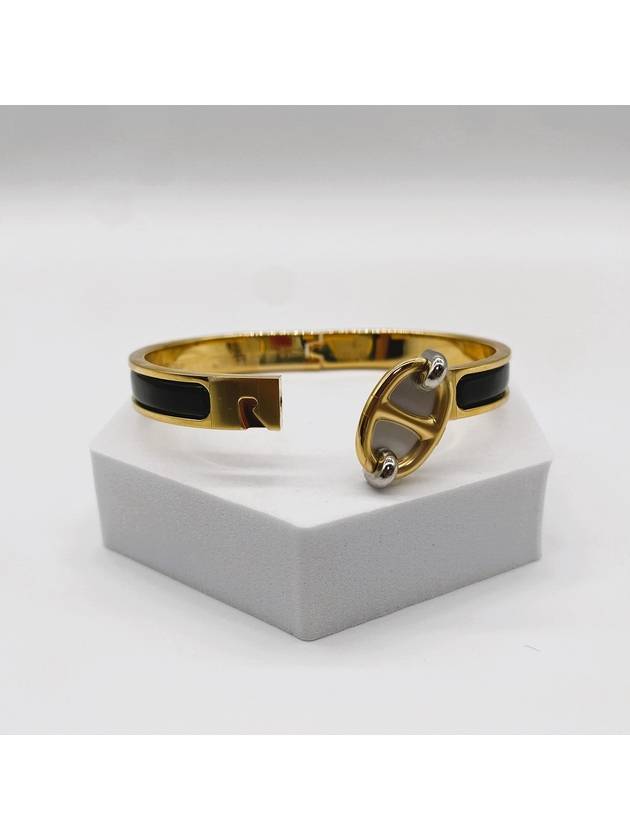 Mini Clic Chaine D'Ancre Bracelet Gold Noir - HERMES - BALAAN 4