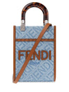 Mini Sunshine Denim Shopper Bag Blue - FENDI - BALAAN 3