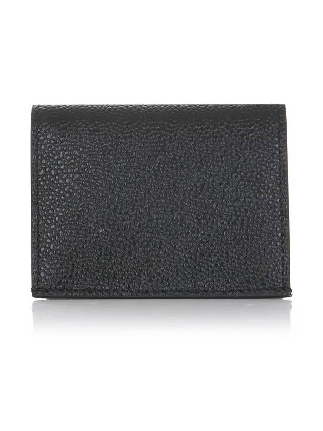 Pebble Grained Leather Double Card Wallet Black - THOM BROWNE - BALAAN 2