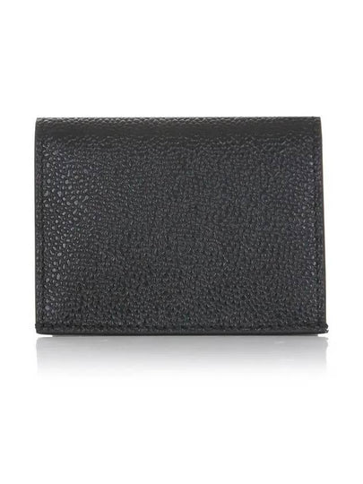 Pebble Grained Leather Double Card Wallet Black - THOM BROWNE - BALAAN 2