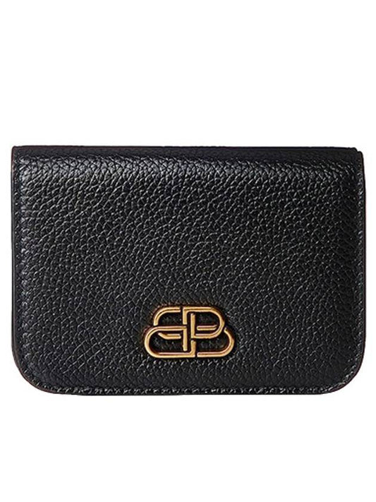 Gold BB Logo Half Wallet Black - BALENCIAGA - BALAAN 1