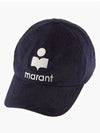 Tyron Embroidered Logo Corduroy Ball Cap Faded Night - ISABEL MARANT - BALAAN 4