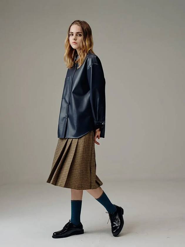 Check Wool Pleats Skirt Brown - VOYONN - BALAAN 8