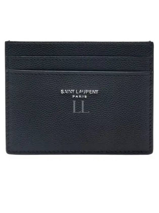 Paris Credit Card Case In Grain de Poudre Embossed Leather Black - SAINT LAURENT - BALAAN 2