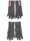 RWB Striped Merino Wool Gloves Medium Gray - THOM BROWNE - BALAAN.