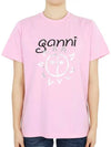 Logo Print Organic Cotton Short Sleeve T-Shirt Pink - GANNI - BALAAN 3