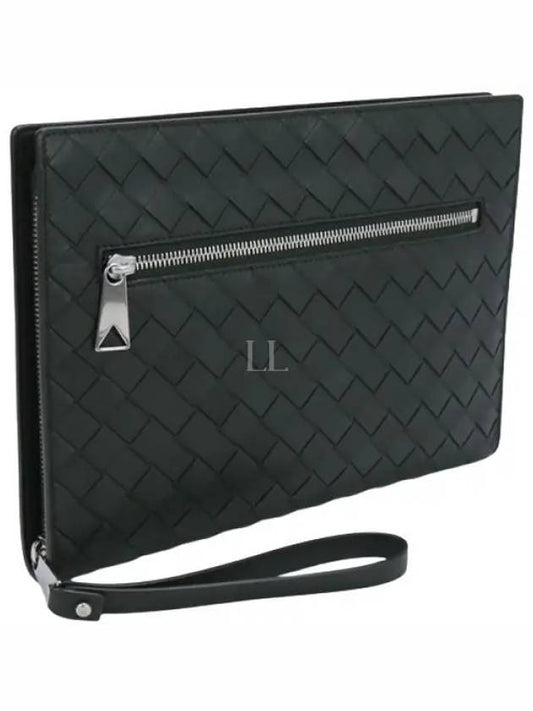 Intrecciato Document Case Clutch Bag Black - BOTTEGA VENETA - BALAAN 2