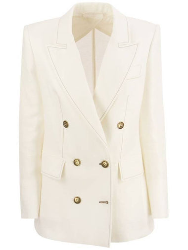 Women's Verace Linen Double Breasted Jacket White - MAX MARA - BALAAN 1