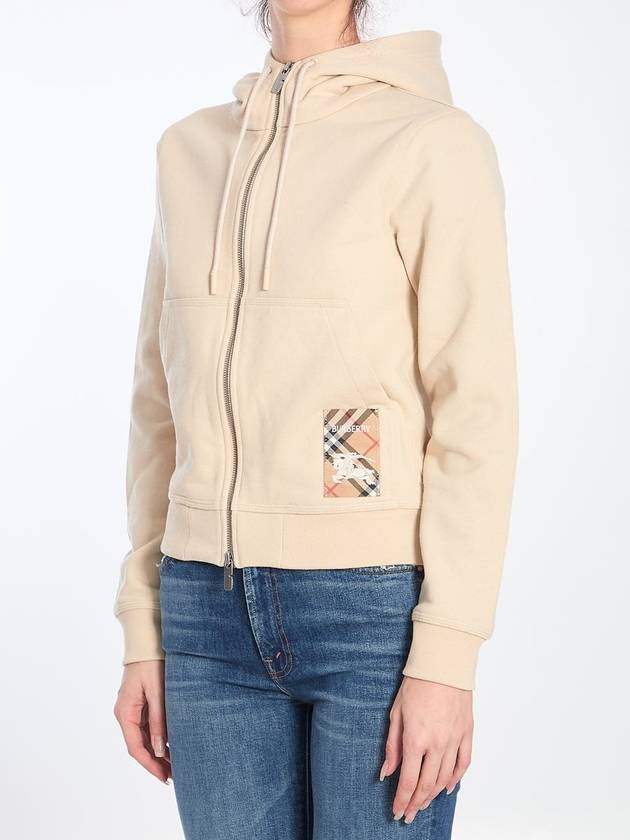 Check Label Cotton Hooded Zip Up Nutmeg - BURBERRY - BALAAN 3