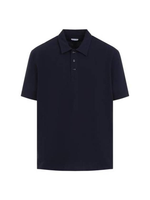 Embroidered Logo Polo Shirt Blue - BOTTEGA VENETA - BALAAN 1