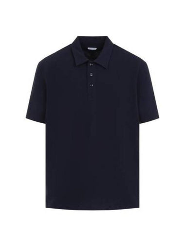 Embroidered Logo Polo Shirt Blue - BOTTEGA VENETA - BALAAN 1