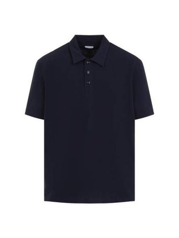 Embroidered Logo Polo Shirt Blue - BOTTEGA VENETA - BALAAN 1