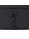 Monogram Crocodile Leather Card Wallet Black - SAINT LAURENT - BALAAN 6