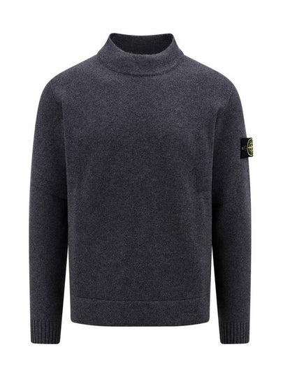 Mock Neck Virgin Wool Knit Top Grey - STONE ISLAND - BALAAN 2