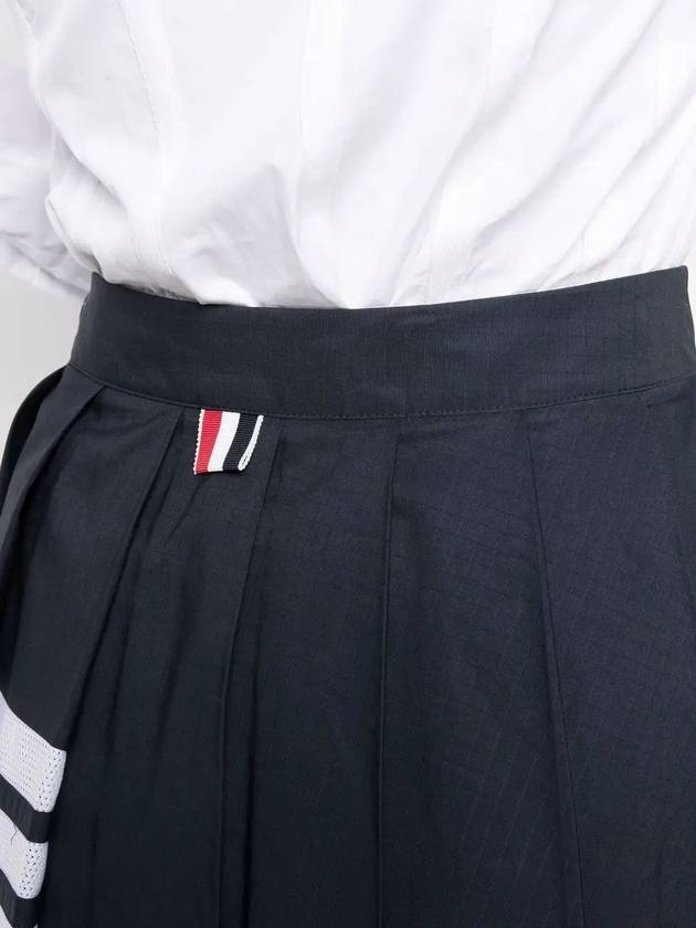 4-Bar Striped Mini Pleated Skirt Navy - THOM BROWNE - BALAAN 3