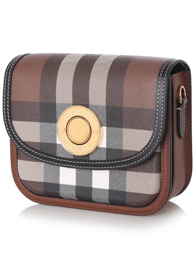 Elizabeth Check Leather Small Shoulder Bag Brown - BURBERRY - BALAAN 3