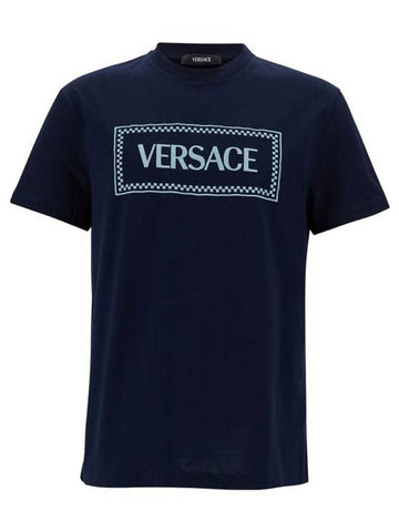 Short Sleeve T-Shirt 10116941A085841U120 Blu - VERSACE - BALAAN 1