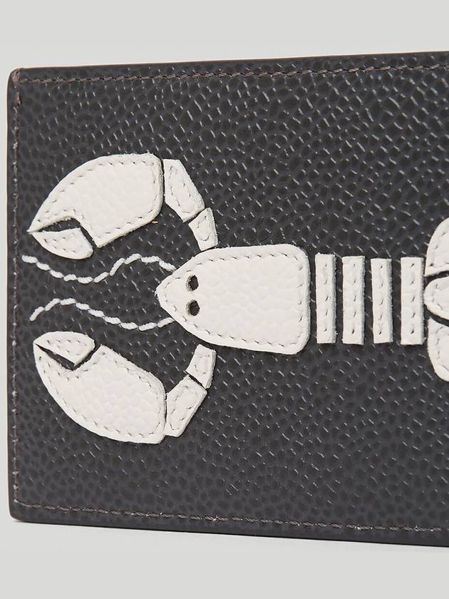 Lobster Pebble Grain Leather Card Wallet Dark Grey - THOM BROWNE - BALAAN 6