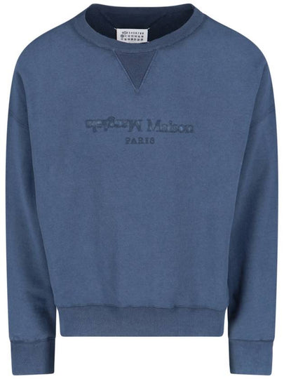 Reverse Logo Crew Neck Cotton Sweatshirt Blue - MAISON MARGIELA - BALAAN 2