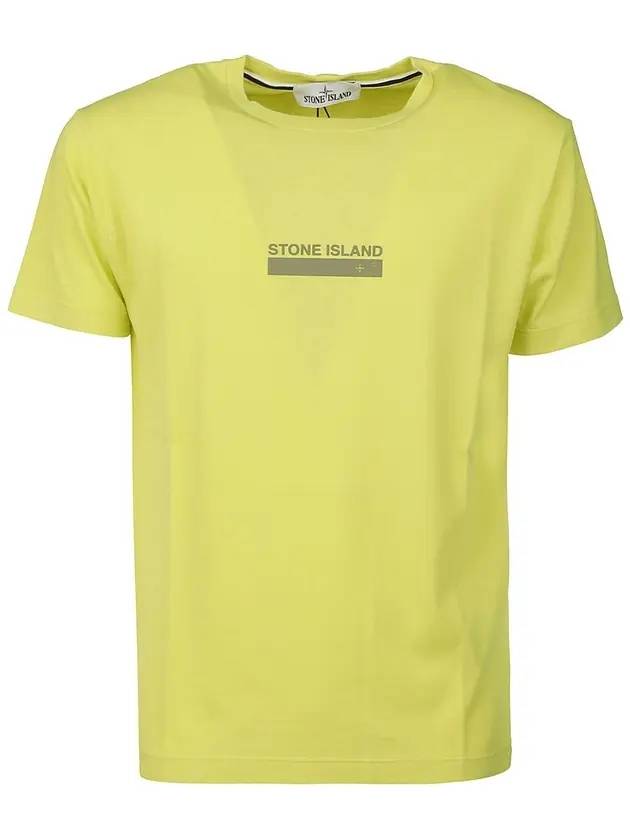 Small Rubber Logo Patch Short Sleeve T-Shirt Yellow - STONE ISLAND - BALAAN 1