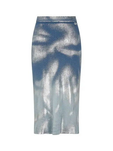 Women s Glitter Knit Pencil Skirt Dark Blue - DIESEL - BALAAN 1