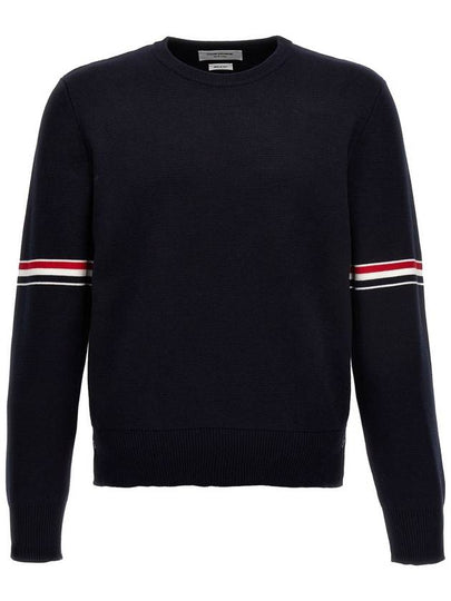 Men's Milan Stitch Armband Crew Neck Knit Top Navy - THOM BROWNE - BALAAN 2