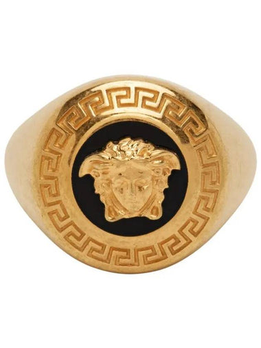 Enamel Medusa Medallion Ring Gold Black - VERSACE - BALAAN 1