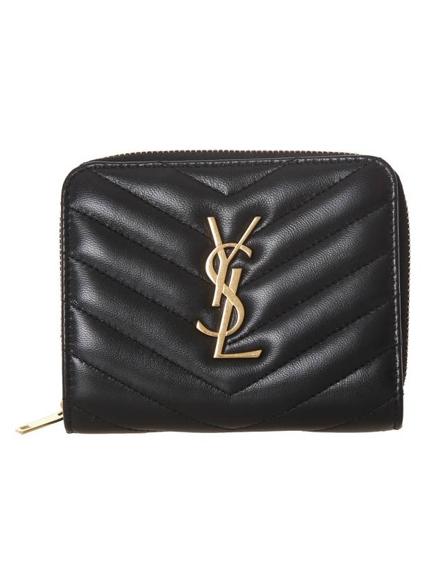 Cassandra Quilting Around Half Wallet Black - SAINT LAURENT - BALAAN 1