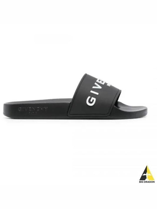 Logo Rubber Flat Slide Slippers Black - GIVENCHY - BALAAN 2