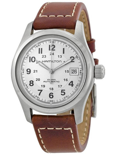 Khaki Field Auto Silver Dial Watch Brown - HAMILTON - BALAAN 2