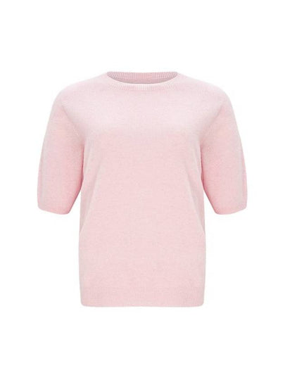 Round Neck Sleeve 100% Wool Knit Top Baby Pink - CALLAITE - BALAAN 2