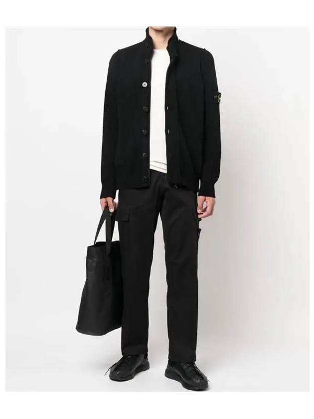 Lambswool Knit Cardigan Black - STONE ISLAND - BALAAN 8