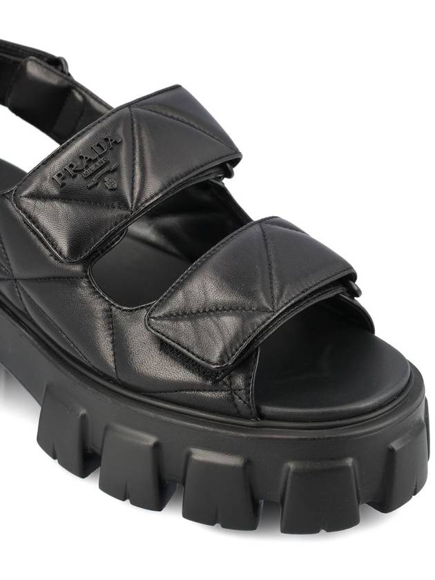 Logo Monolith Sandals Black - PRADA - BALAAN 5