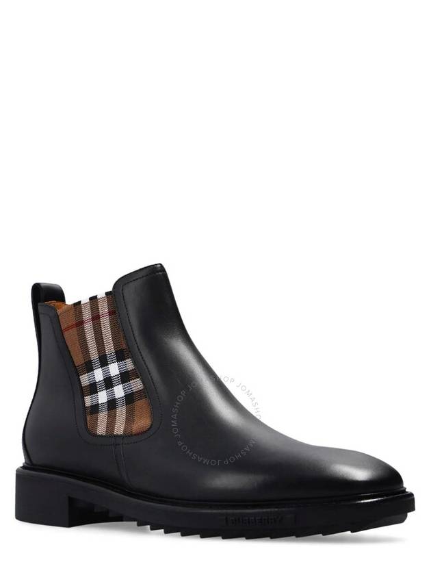 Men's Vintage Check Panel Chelsea Boots Black - BURBERRY - BALAAN 3