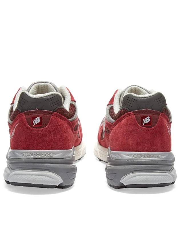 990 V3 Leather Mesh Low Top Sneakers Red - NEW BALANCE - BALAAN 4