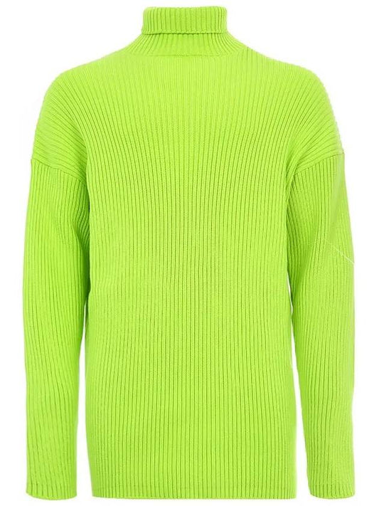 583089 T3154 7050 Back Logo Oversized Lime Turtleneck - BALENCIAGA - BALAAN 1