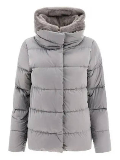 Satin & Lady Faux Fur Hooded Padding Grey - HERNO - BALAAN 2