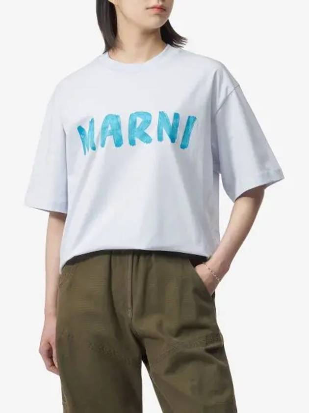 Logo Lettering Boxy Fit Short Sleeve T-Shirt White - MARNI - BALAAN 2