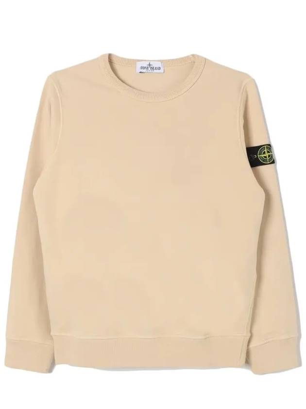 Kids Wappen Patch Organic Cotton Fleece Sweatshirt Beige - STONE ISLAND - BALAAN 3