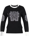 Women s round neck artwork long sleeve knit shirt GQ4A630W - LUX GOLF - BALAAN 2