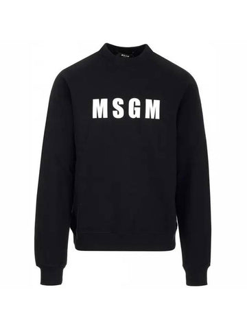 Logo Print Crew Neck Sweatshirt Black - MSGM - BALAAN 1