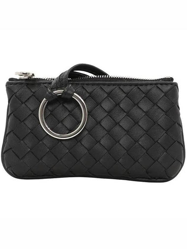 Intrecciato Key Case Coin Purse Black - BOTTEGA VENETA - BALAAN 1