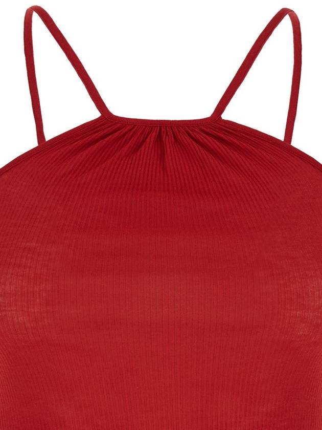 'Skorpio' Red Tank Top With Halterneck In Ribbed Silk Blend Woman - RICK OWENS - BALAAN 3