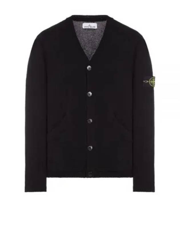 Wappen V Neck Cotton Knit Cardigan Black - STONE ISLAND - BALAAN 2