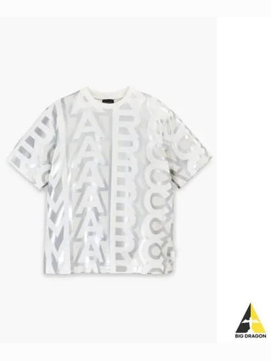 Monogram Big T Shirt Silver Bright White MJTAW23003SVX - MARC JACOBS - BALAAN 1