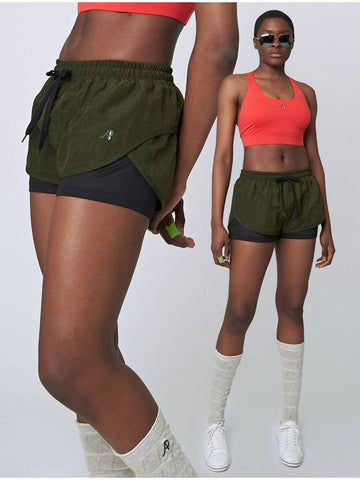 Double Layer Shorts Khaki - ATHPLATFORM - BALAAN 1